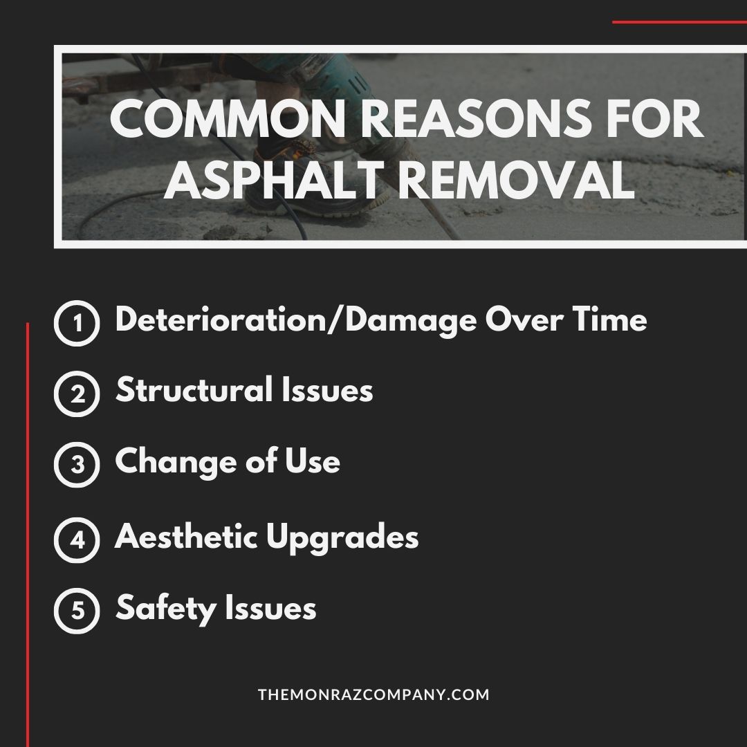 List of common reasons for asphalt removal 