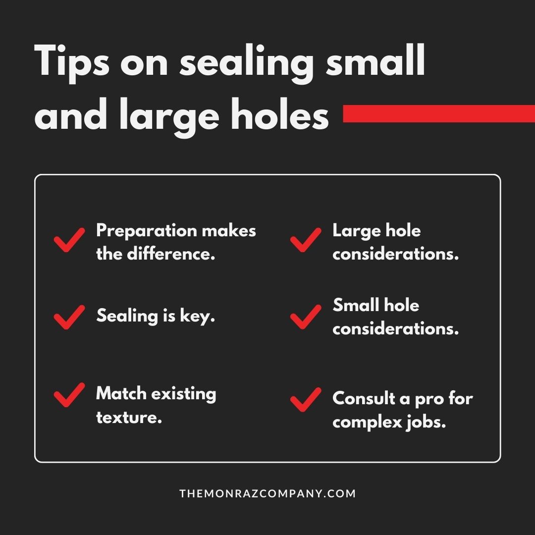 tips on sealing small and large holes