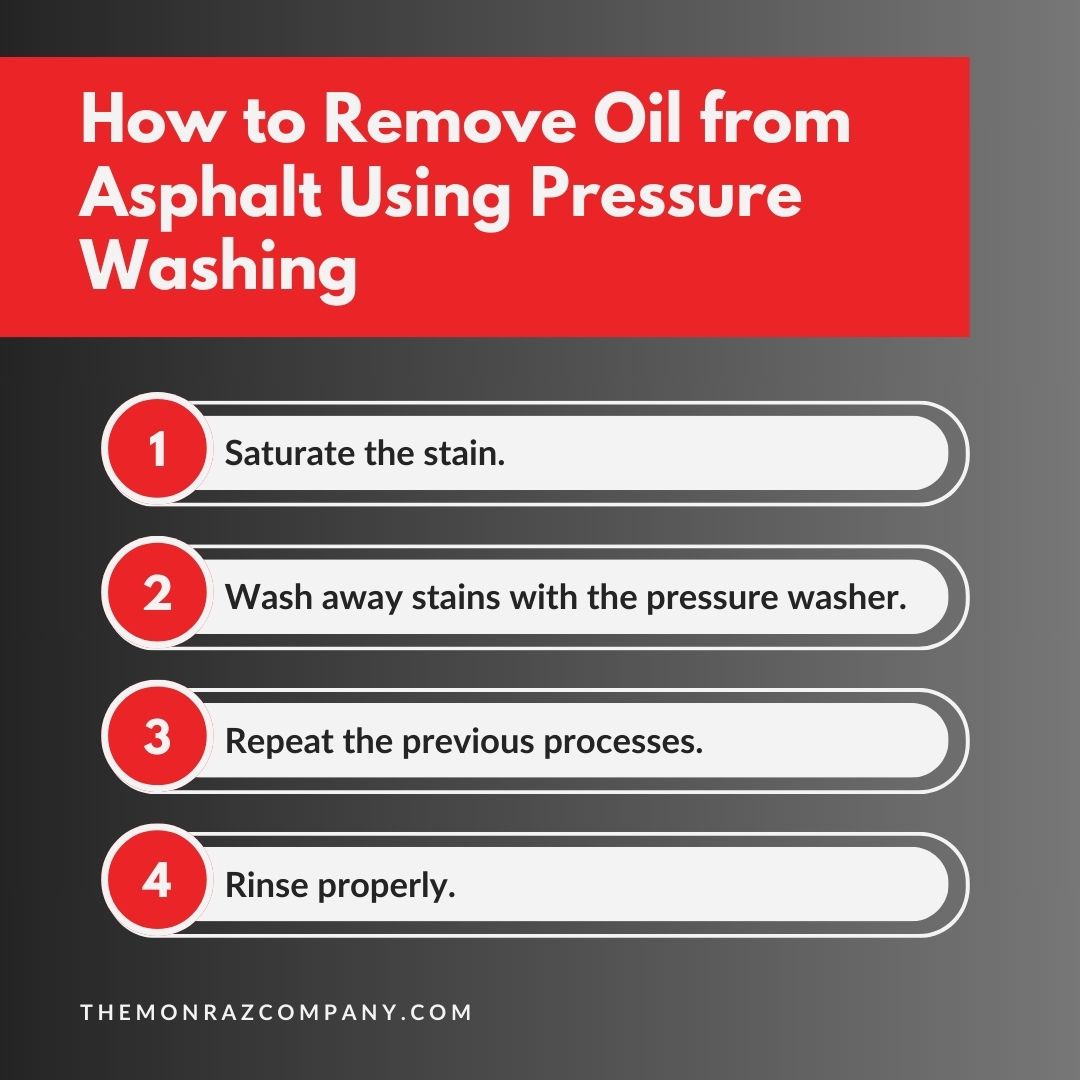 how to remove oil from the asphalt using pressure washing